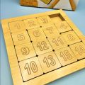 Wooden Number Tiles Puzzle Game – Educational 8, 15, and 24-Digit Moving Puzzle Toy for Kids and Adults – Perfect for Family Fun and Early Learning!. 