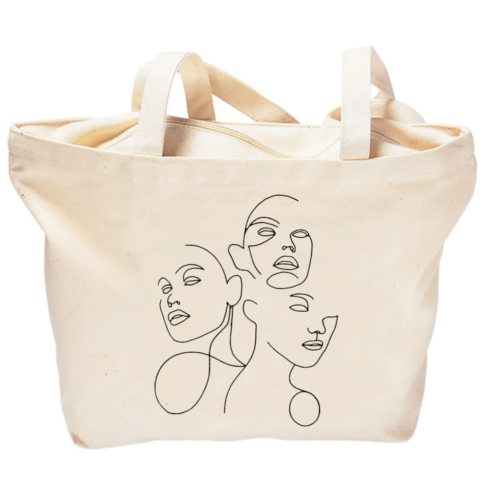 Face Line Tote l Aesthetic Tote Bag SUPER HEAVY WEIGHT SHOULDER - Main Image