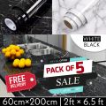 [Pack of 5] Self Adhesive Marble Sheet for Kitchen - Anti Oil and Heat Resistant Wallpaper. 