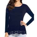 OUTAD Women Long Sleeve T Shirts Loose Tops Solid Lace Patchwork Blouse. 