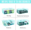 Fast Forward Stackable Tea Bag Organizer with Clear Lid - Ideal for Countertops, Kitchen Cabinets, and Pantry - Versatile Tea Bag Holder for Sweeteners and More (Clear). 
