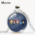 New Fairy Tail Anime Glass Dome Jewelry Pendants Fairy Tale Cartoon Patterns Handmade Zinc Alloy Necklace. 