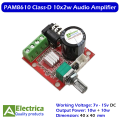 PAM8610 Class-D Dual Channel DC 12V 10W*2 Digital Audio Power Amplifier With Volume Control 10W+10W 2-Channel by electrica. 