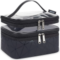 Foldable Double Layer Zipper Makeup Bag Cosmetic bag Clear Travel Cosmetic Storage Case Toiletry Bag Water-resistant for Women. 