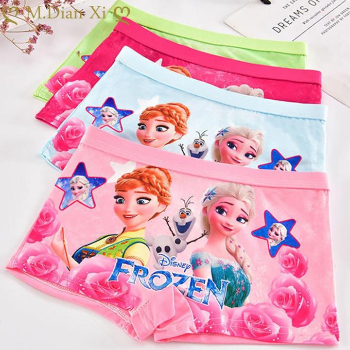 4Pcs/Lot New Arrival Kids Girls Underwear Cotton Frozen Elsa Baby Girls Panties Children's Briefs Cartoon Designs Shorts L-2XL