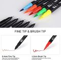 12 Colour Dual Tip Brush Marker Pen, Colored Pen Fine Point Art Marker & Brush Highlighter Pen for Adult Coloring Hand Lettering Writing Planner Art Supplier(12 Colors Pen Set). 