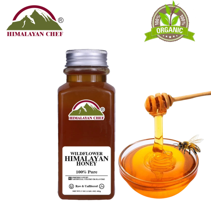 Himalayan Chef  100% Pure Wild Flower Honey 480g  Natural Honey Jar  Pure Wild Honey