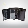 Genuine Leather Wallet for Men Pure Original Cow Leather Trifold Coin Purse Bag Card Holder 17 Pocket Long Wallet for Mens Boys Women Black Brown Coffee. 