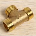 2X Brass T Shape Water Fuel Pipe Equal Male Tee Adapter Connector 1/2 Inch Thread. 