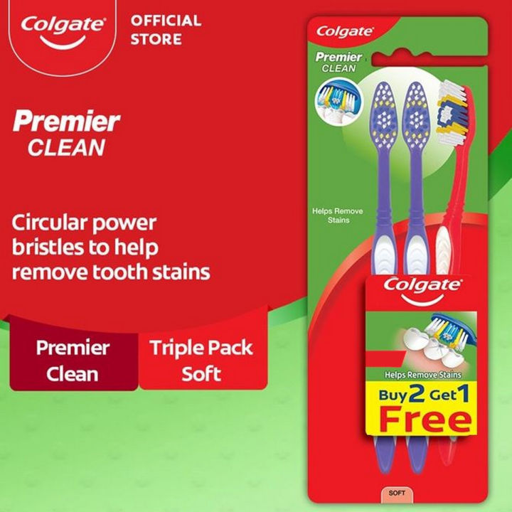 Colgate Premier Clean Toothbrush - Triple Pack (Soft)