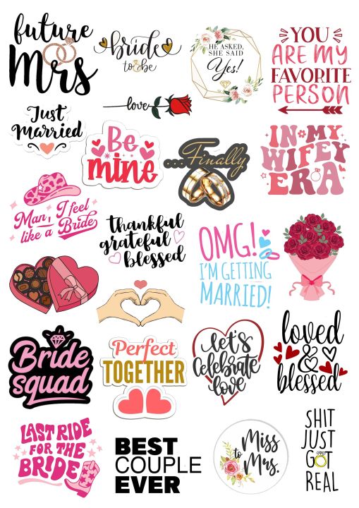 Future Bride Stickers  Just Married Stickers Best Couple  Stickers  23  Pieces of Beautiful  Stickers  For Decoration Laptops Mobile and Journal Best Quality 2  Inch Adhesives Girls And Boys Vibes Future Bride
