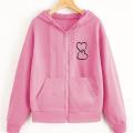 New Pink Smile Printed Winter Hoodie Zipper For Girls and Women. 
