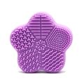 Purple-Makeup Brush Cleaning Pad Wet and Dry Use Brush Washing Mat Silicone Mat for Brush Cleaning Remove Cosmetics Makeup Pigment. 