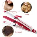 SHINON 3 in 1 Hair Straightener Crimper And crimple and roller Curler SH 8088 Pink And White. 