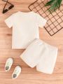 2pcs Infant & Toddler's KING & Crown Print Summer Outfit, T-shirt & Casual Shorts, Baby Boy's Clothes. 