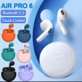 Air Pro 6 Airpods (Box Packing) TWS Wireless Bluetooth 5.0 Earphones Mini Pods Airbuds Sport Head set for Android-IOS.. 