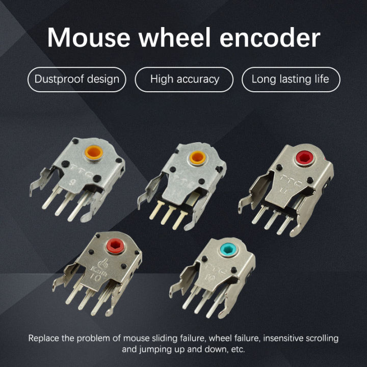 For Kailh 7/9/11MM Rotary Mouse Scroll Wheel Encoder With 1.74mm Hole Mark 20-40g Force For PC Mouse Tetuo
