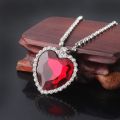 Titanic Heart Blue Red Crystal Pendant Love Necklace With Box. 