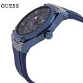 Guess Legacy Blue Dial Blue Rubber Strap Watch For Men-W1049G7. 