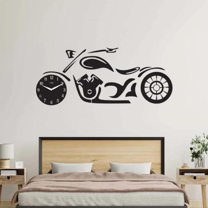 Wooden Wall Clock 3D Bike Style Wooden Clocks Design Decoration Quartz Numeric For Home Decor Living Room And Offices And For Gifts