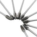10Pc 4 Inch Long Double Cut Tungsten Solid Carbide Rotary Burrs Set 1/8 Inch(3mm) Shank Twist Drill Bit for Rotary Tools. 