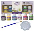 Fabric Paint color 25ml 6 pcs with colour Palette brush and wooden sticks (Textile). 