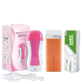 Depilatory Wax Heater, Wax Roll On Heater, wax machine 3 in 1 Depilatory Roll On Heater Waxing with Epilator Machine Cartridge Heater for Skin Underarm Hair Removal Face Skin Care Tool, WAX REFILE AND STRIPS INCLUDED. 