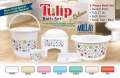 5 PCs Tulip Washroom Bath Set in Flower Design (Balti, Mug, Dish, Tup and Stool). 