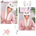 Cute Cartoon Bunny Hats With Moving Ears Hat Plush Earflaps Cap Cosplay Costume Toy Hat Bunny Earmuffs Beanie Casual Animal Caps. 