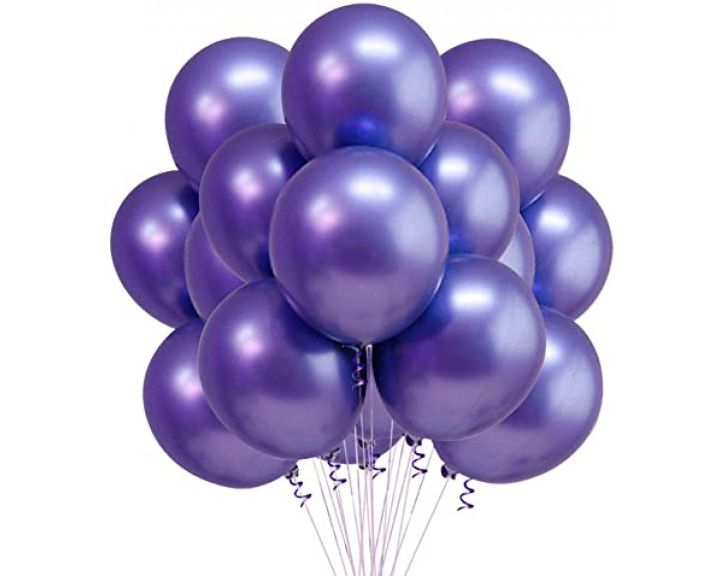 PURPLE COLOR METALLIC CHROME BALLOONS PACK ( PACK OF 10 PURPLE BALLOONS )