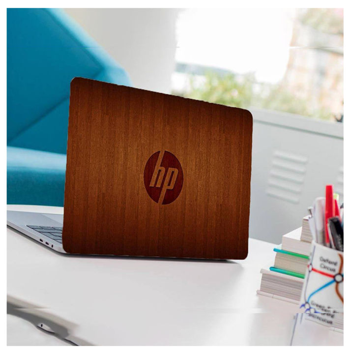 Wooden Texture HP Logo  Laptop Back Skin-Laptop Skin Vinyl Sticker Decal, 13 13.3 14.6 15 15.4 15.6 inch Laptop Skin Sticker Cover For All Laptops