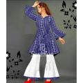 Chunri Stylish Steam Printed Frock with Sharara 2 Pcs Ladies Suit Ready to Wear for Girls and Women OF. 
