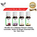 Bundle of 4, Onion, Lavender, Ginger and Garlic Essential oils for Hair care-Brand Pakistan Pansar. 