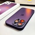 IPhone 13 Pro Max  Matte Glass Cover | Deep Purple AG Frosted Glass Border Case With Camera Protection with Soft Silicone Border for Apple iPhone 13 Pro Max. 