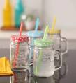 Mason Jar 500ml Glass Mug With Handle & Straw -  1 Pc. 