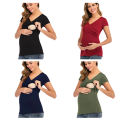 Womens Pregnant Maternity V-neck T Shirt Summer Nursing Tops Breastfeeding T-Shirt Pregnancy Maternity Breastfeeding. 