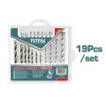 TOTAL  TACSDB1901 19PCS DRILL BITS AND SCREWDRIVER SET TACSDB1901 TOTAL19PCS. 
