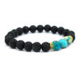 Lava Stone Beads Natural Stone Bracelet Men Volcanic Stone Jewelry Stretch Yoga Bracelet. 