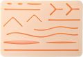 Stitching practice pad  Medical sutures Suture training  Suture Practice Kit - Medical Student Suturing Pad Does not Easily Break, Tear, or Rip - Pocket Size Training Pad with 11 Incisions & Wounds –"Training Tools for Med Students: The Best Suturing Pads. 