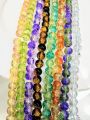 50pcs Glass Crackle Beads – 70 Plus Colors of 8mm Round Shape Beads – Superior Eye-Catching Glitter Shine Multicolor Mix for Jewelry Making. 