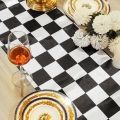 Classic Black White Checkered Table Runner Polyester Racing Theme Party Table Decor Soccer Goal Cup Wedding Table Runners. 