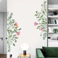 Plant Flower Leaves Self Adhesive Wall Sticker Home Living Room Background Decal. 