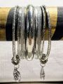 Bangle Set of 5/7/10 Bangles with Floral Charms – Elegant Gold-Silver Plated Stylish & Trendy Bracelet Jewelry. 