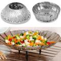 Stainless Steel Food Steamer Folding Steamer Basket Stainless Steel for Food and Vegetable, Premium Expandable Steam Basket to Fit Various Size Pots Stainless Steel Steamer Basket. 