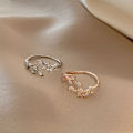 Fresh small leaf open ring, female flower ring, index finger, Korean fashion personality ring, joint ring, tail ring. 