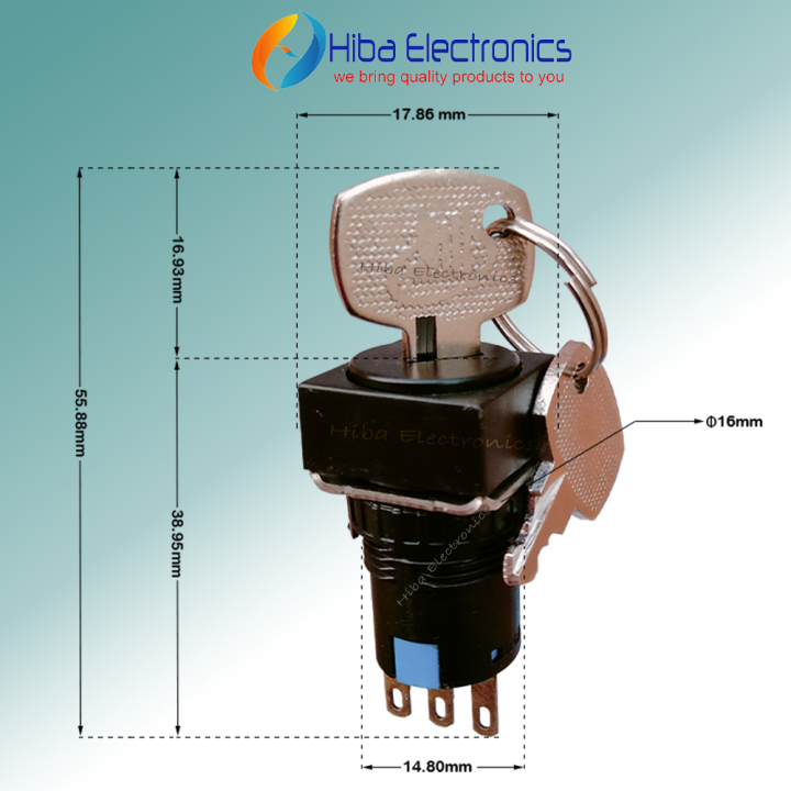 16mm%20DC%20&%20AC%20Stainless%20Steel%20ON%20OFF%20Electronic%20Key%20Switch%203%20pin%202%20way%20with%202%20Keys%20Square%20Lock%20Key%20Switch%20-%20Image%202