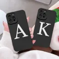 Initial Letter A Z Fashion Phone Case For iPhone 14 13 12 11 Pro Max 7 8 Plus SE2 X XS XR Luxury White Plain Letter Soft Covers. 