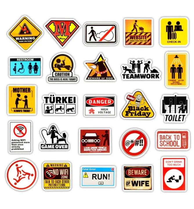 10%20Pcs/Pack%20Funny%20Danger%20Warning%20Banning%20Signs%20Waterproof%20Stickers%20for%20Laptop%20PC%20TV%20Fridge%20Guitar%20Mobile%20Skateboard%20-%20Image%203
