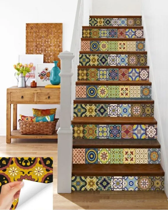 Techmanistan%20Pack%20Of%2012%20-%20Traditional%20Talavera%20Mediterranean%20Vintage%20Tile%20Stickers%20For%20Bathroom%20&%20Kitchen%20-%206x6%20Inches%20each%20-%20Image%204