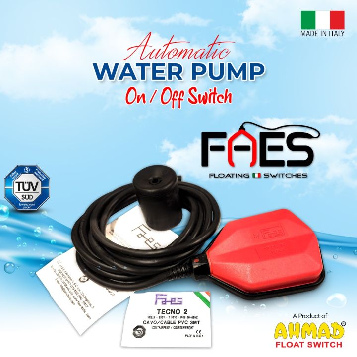 "FAES Float Switch for Water Tank – Made in Italy | 2m, 3m, 5m Cable